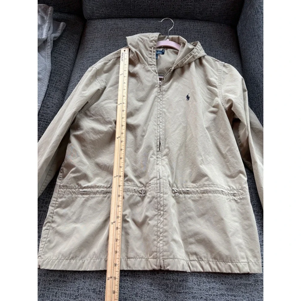 Polo Ralph Lauren Mens Tan Khaki Hooded Windbreaker Minimalist collegiate‎ small